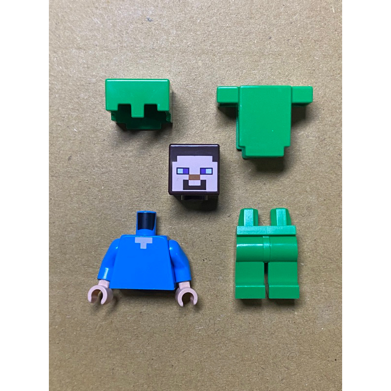 LEGO 樂高 人偶 綠盔甲 Steve 創世神 Minecraft 21243