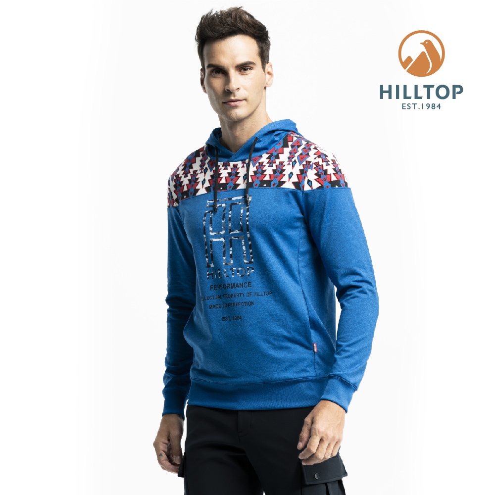 【Hilltop 山頂鳥】男款吸濕快乾彈性保暖Polygiene抗菌上衣 藍PH51XMI3ECEZ