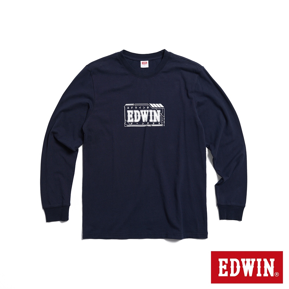 EDWIN 東京散策系列 未來視窗長袖T恤(丈青色)-男女款