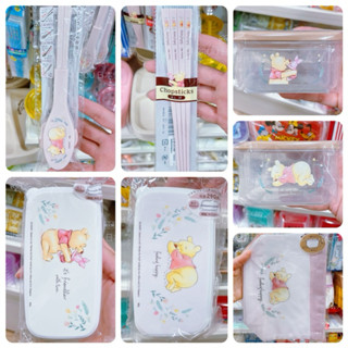 🎏AIROU 日本代購 東京連線 迪士尼 小熊維尼 便當袋 餐具 筷子 湯匙 便當盒 分裝盒 保鮮盒 收納盒（預購