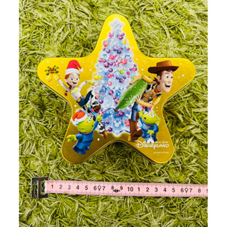 Disney 迪士尼樂園 星星 聖誕 玩具總動員 巴斯光年 翠絲三眼怪 胡迪 火腿 聖誕樹 金色 鐵盒 禮物盒 絕版