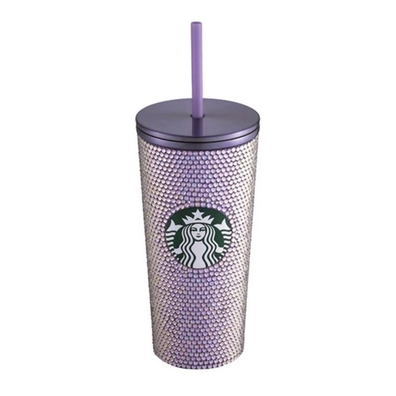 妞妞小舖 星巴克 粉紫Bling 不鏽鋼TOGO冷水杯 Starbuck 紫色冷水杯 限量 vip party 水鑽杯