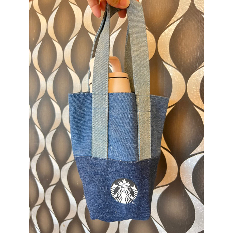 《全新正版公司貨》星巴克丹寧拼色隨行杯袋 Starbucks環保袋 提袋 手提袋 咖啡提袋 交換禮物
