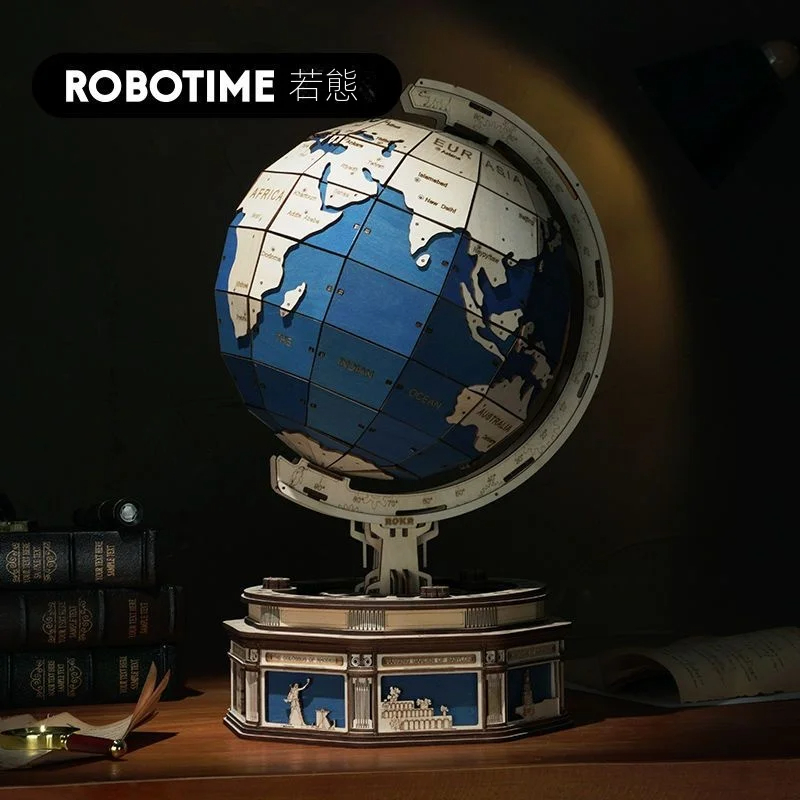 【現貨快發】若態若客 3d立體木質拼圖 地球儀 望遠鏡 立體拼裝模型 3d立體地球儀 組裝模型 木質拼圖玩具 室內擺件