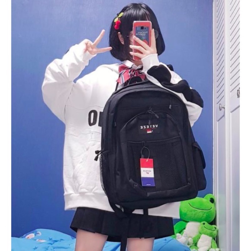 ［轉賣］韓國正品 Veteze Retro Sport Bag 2 黑色大容量後背包 旅行背包 上課背包 電腦包