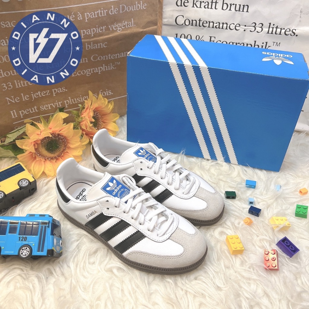 帝安諾-實體店面 Adidas Samba OG 森巴 休閒 板鞋 白灰黑 咖啡底 中童版 IE3677
