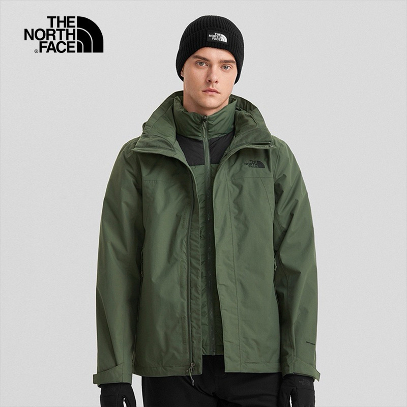The North Face北面男款綠色防水透氣保暖三合一外套81QSNYC尺寸XL（亞版）（全新）$7000新竹可面交
