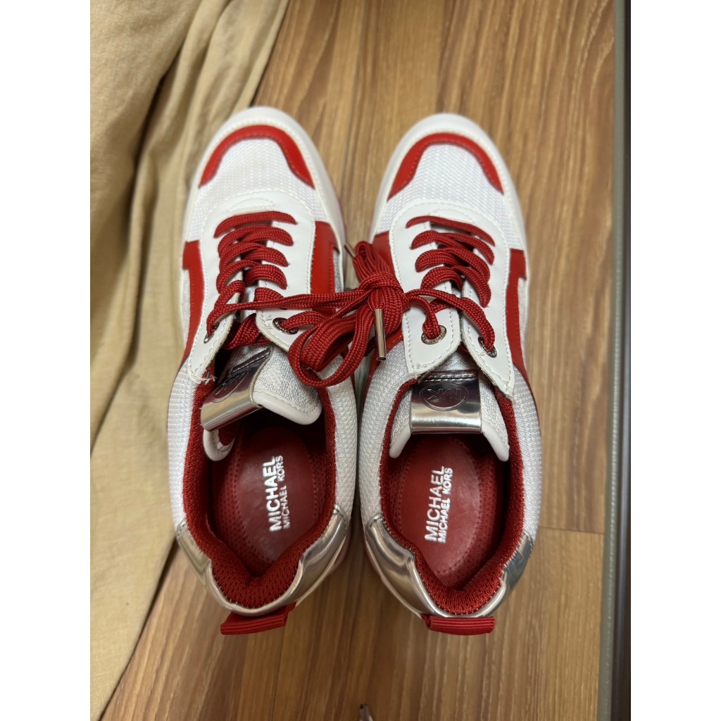全新Michael Kors  MK滿版球鞋(增高鞋) 紅色 23.5（US6.5）