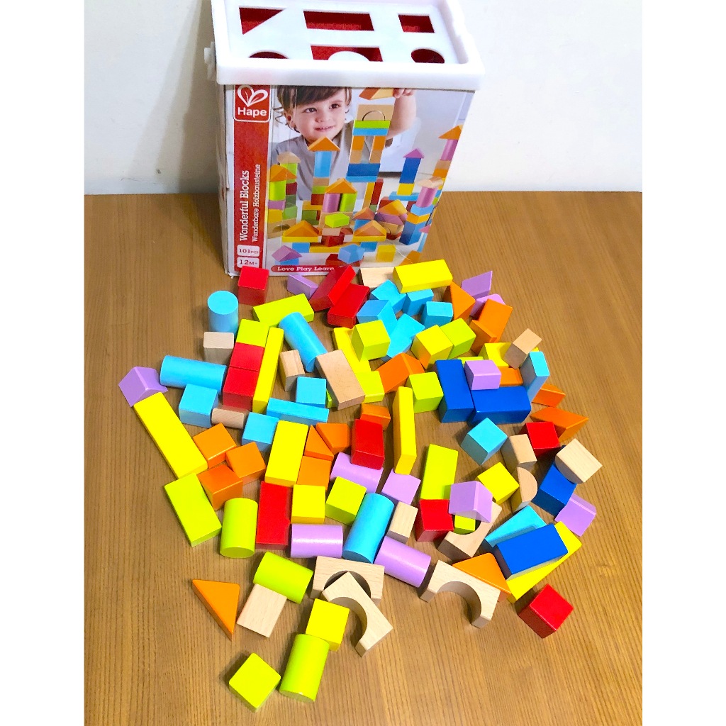 德國 Hape E8247 創意積木桶 101pcs 玩具積木 疊疊樂 智力訓練 親子互動遊戲