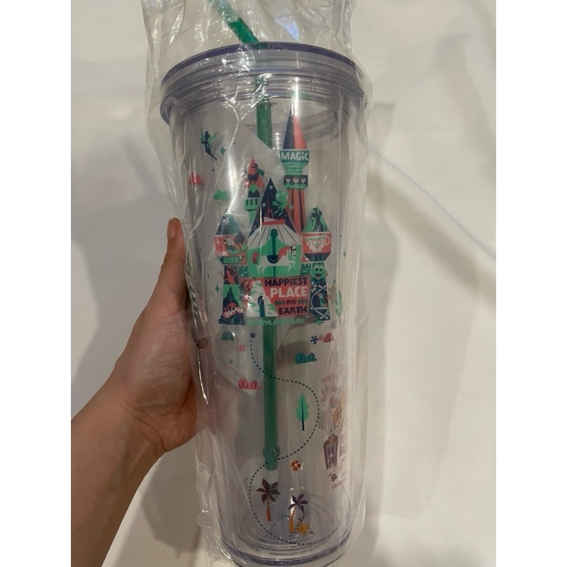 美國限定  迪士尼城堡 星巴克杯 Starbucks 透明吸管杯 LOGO 外帶杯 冷水杯 隨行杯 24oz 709ml