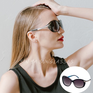 精品太陽眼鏡 時尚流線型豹紋墨鏡 歐美風格 黑藍框 抗UV400