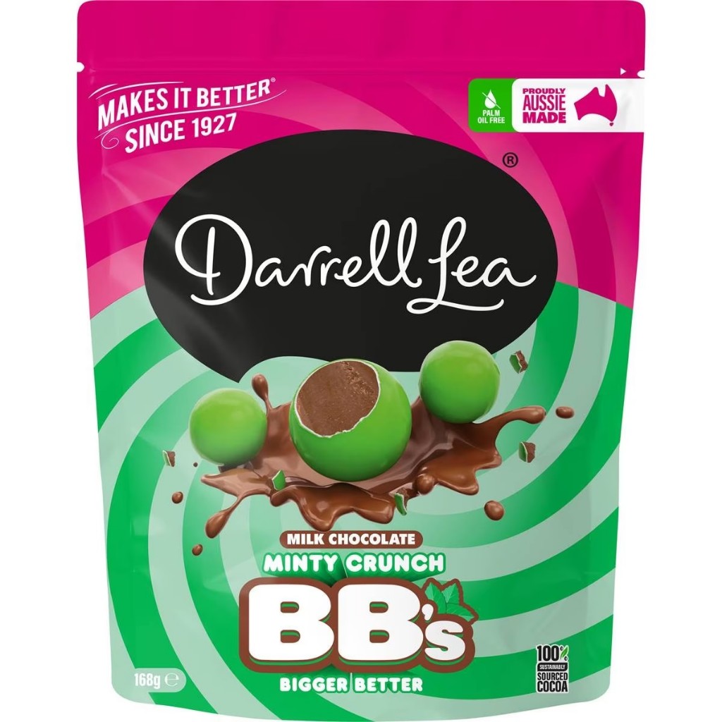 澳洲新產品Darrell Lea 牛奶巧克力草莓/薄荷脆片/橘子脆片