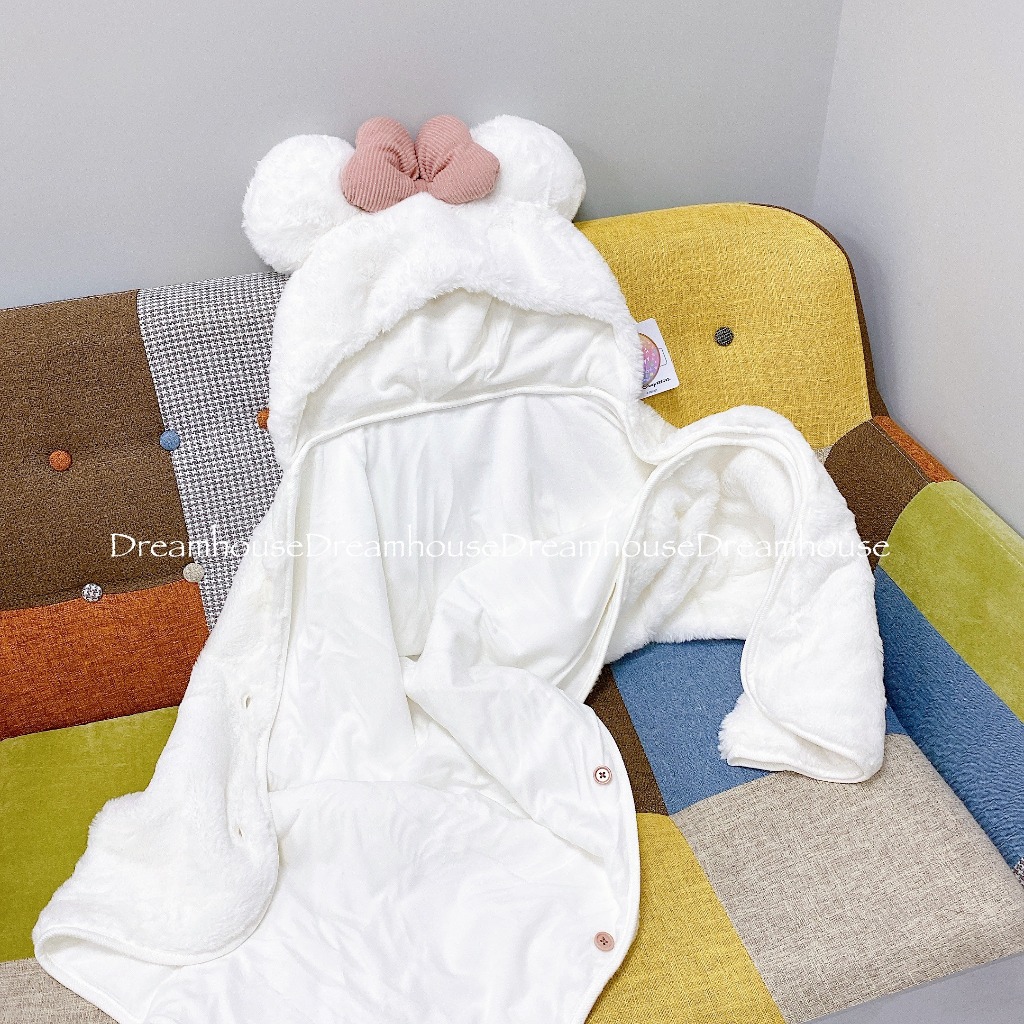 東京迪士尼 40週年 米妮 造型 可收納 連帽 披肩 枕頭 毯子 毛毯 隨行毯 隨身毯