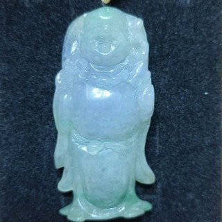 玉貴人…天然冰糯種大尊彌勒佛 佛公 春帶紫翡翠玉墜項鍊，送證書，特價