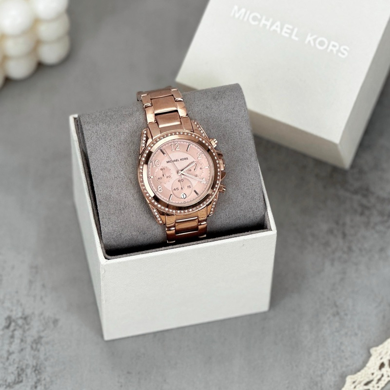 【NEW START精品服飾-員林】 MICHAEL KORS 三眼37mm 玫瑰金鋼錶帶 手錶 腕錶  MK5263