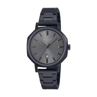 【CASIO SHEEN】高雅時尚簡約八角不鏽鋼腕錶-時尚黑/SHE-4554BD-8A/台灣總代理公司貨享一年保固