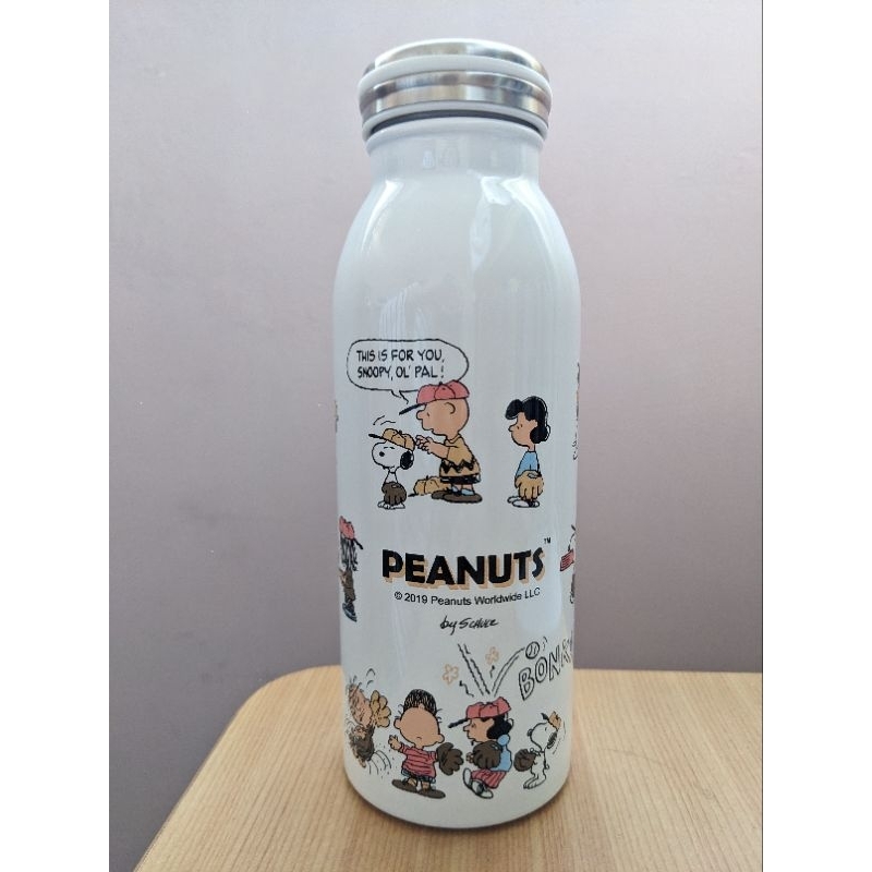 [全新]  Snoopy史努比不鏽鋼牛奶瓶 保溫瓶 450ml Peanuts 杯子