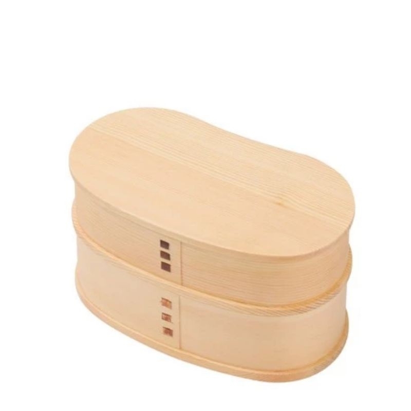轉售 Wakacho 🍱若兆株事會社天然木🍱木製便當盒 雙層豆型800m