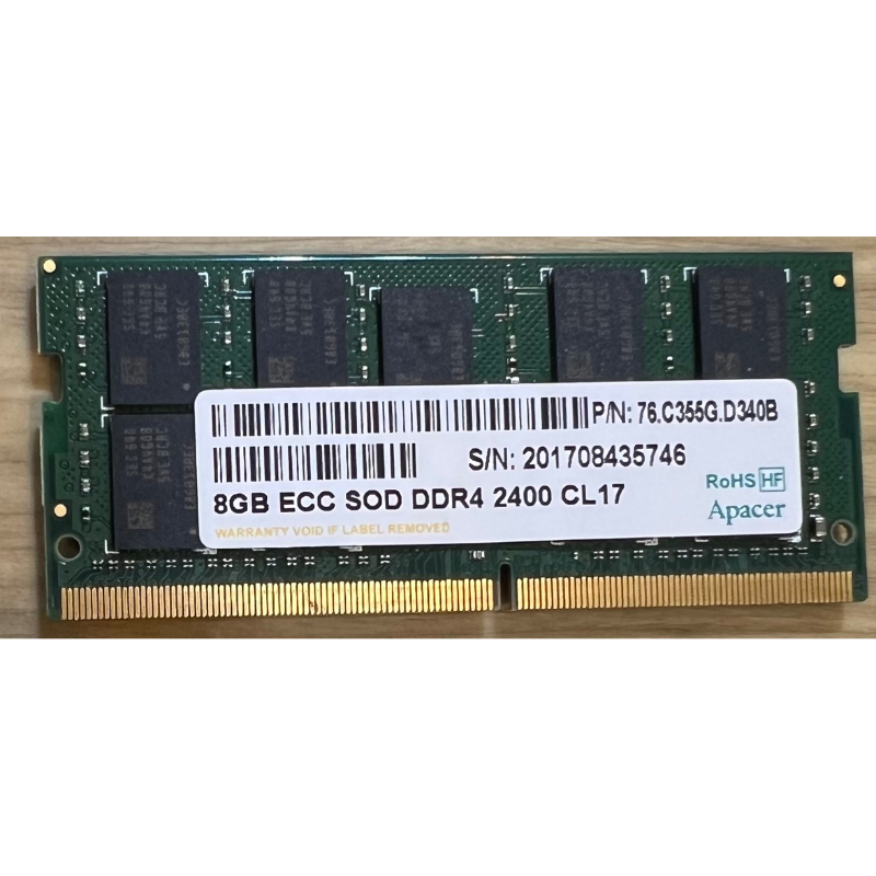 apacer 8GB ECC SODIMM DDR4(2400/CL17)三條