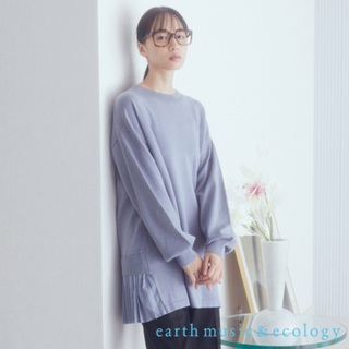 earth music&ecology 異素材百褶下擺拼接長版針織上衣(1L34L2G0400)