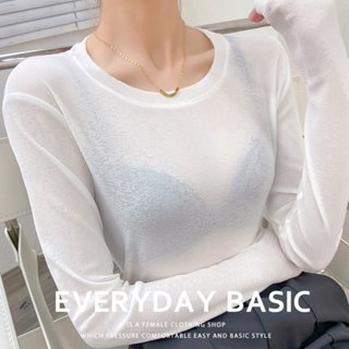 MUMU【T15153】莫代爾緊身長袖上衣。黑/白 韓系 薄長袖上衣 秋冬 女裝 內搭 現貨