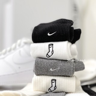 【Sharkhead】現貨 Nike Everyday 長襪 兩件組 黑白 米灰 深灰 刺繡 FB5709-901 襪子