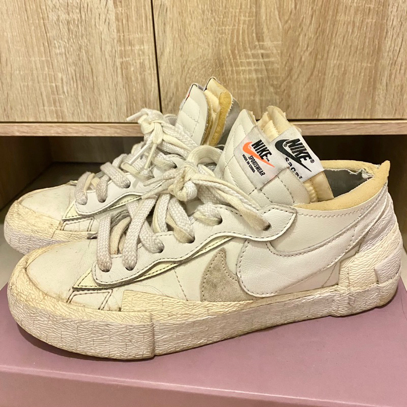 NIKE x SACAI Blazer Low 白色 聯名 解構 漆皮