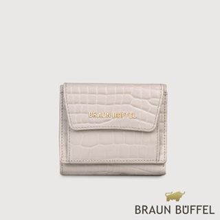 【BRAUN BUFFEL 德國小金牛】台灣總代理 永恆 三折短夾-粉筆白/BF819-414-CK