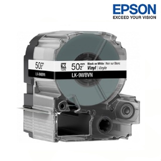 EPSON LK-9WBVN 白底黑字 標籤帶 耐久型 (寬度50mm) 標籤貼紙 S659403