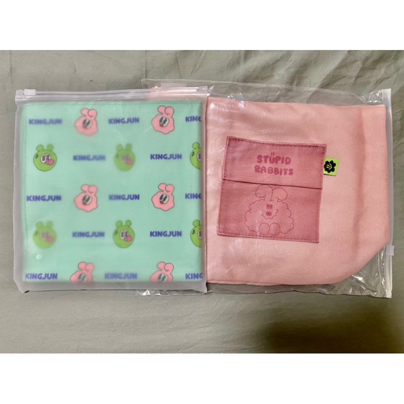 正版全新KINGJUN 蠢兔 便當袋+黏扣布 合售