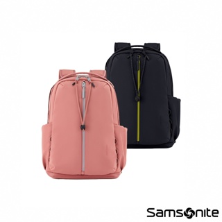 Samsonite新秀麗 筆電後背包/電腦包/雙肩包14吋AC+IVE 女用防潑水多功能休閒(黑/粉)