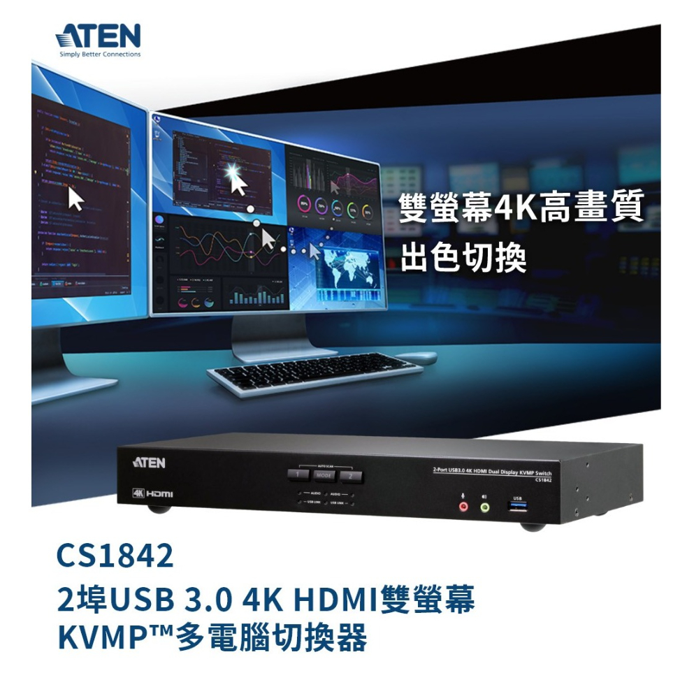 {新霖材料}ATEN 2埠 4埠 USB 3.0 4K HDMI KVMP多電腦切換器 矩陣型切換 HDMI同步 切換器