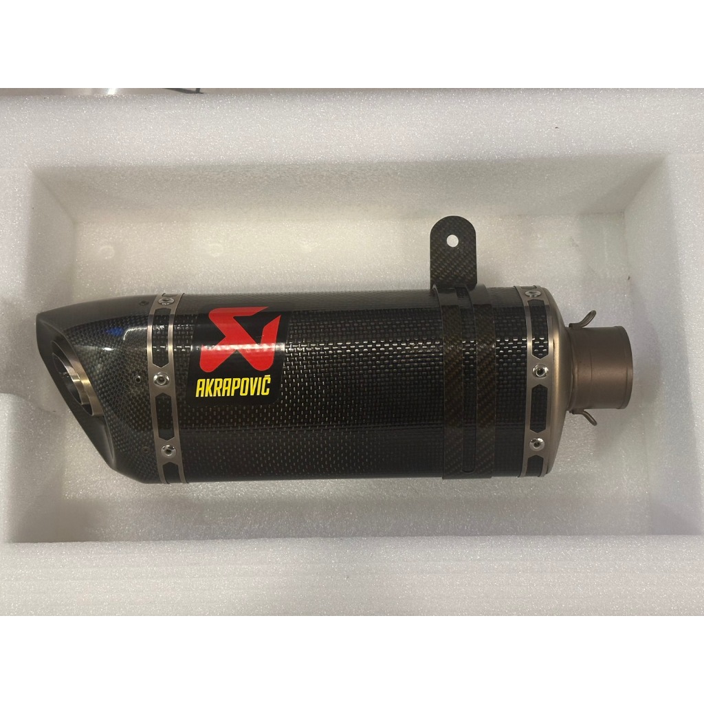 通用 AKRAPOVIC 碳纖維斜口蠍子管  單獨尾段 52mm口徑 長度40cm 附消音塞 KRV DRG FORCE