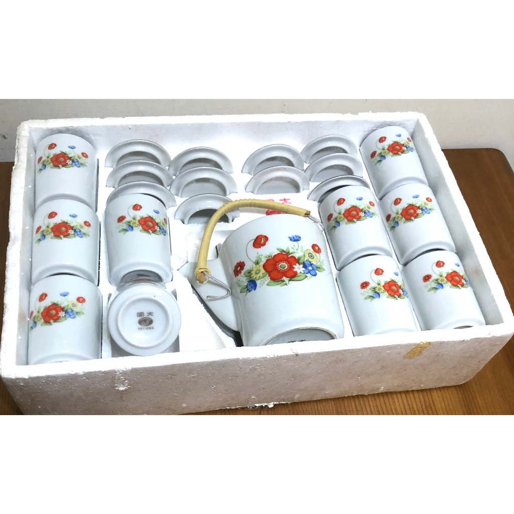 大同磁器 高級茶具組 茶器組(1茶壼10茶杯含杯蓋 ) 台灣製 古早味 可店面擺飾或使用