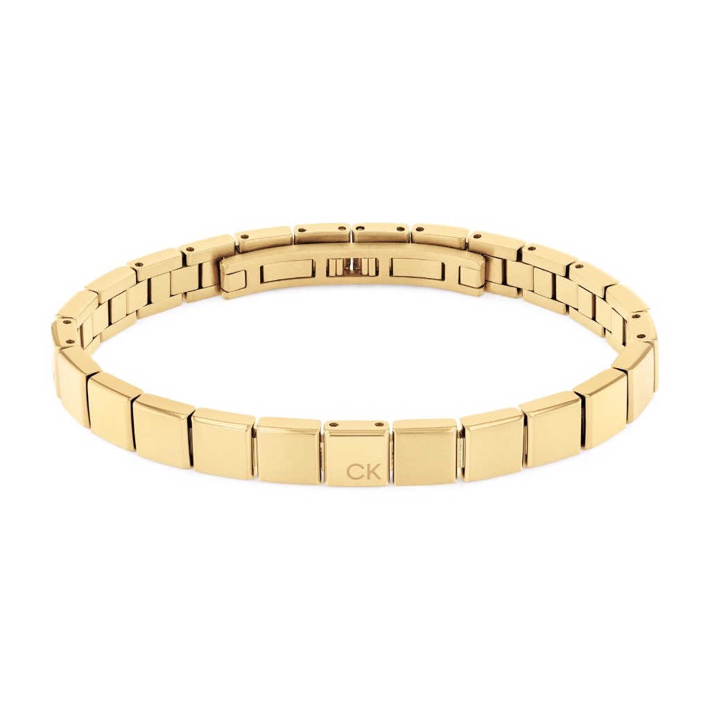 【Calvin Klein】CK飾品-正方形手環(金色) CKF35000489 現代鐘錶