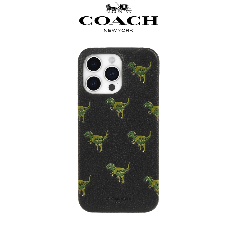 【COACH】iPhone 15系列 真皮手機殼 小恐龍