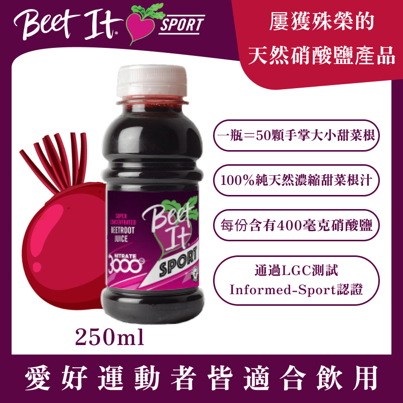 250ml Beet It Sport Nitrate 3000 Beetroot 超濃縮甜菜根汁
