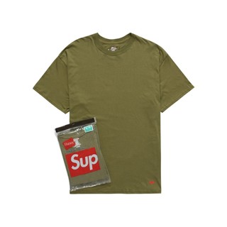 『Definite』Supreme Hanes Tagless Tees (2 Pack) Olive (一件)