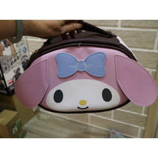 婕的店日本精品~日本Sanrio 美樂蒂皮質手提化妝包(附化妝鏡)大