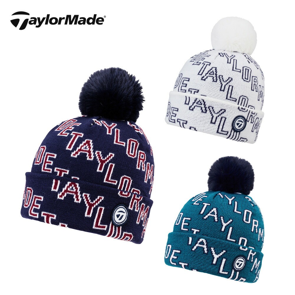 TaylorMade TD407 Pom Pom Beanie 女用針織帽  白,藍綠(JP) 帽子