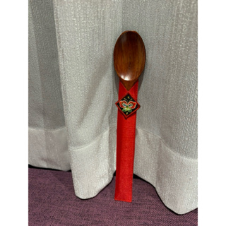 全新🌈韓國🇰🇷傳統木製湯匙（長23.5公分）紅色套子