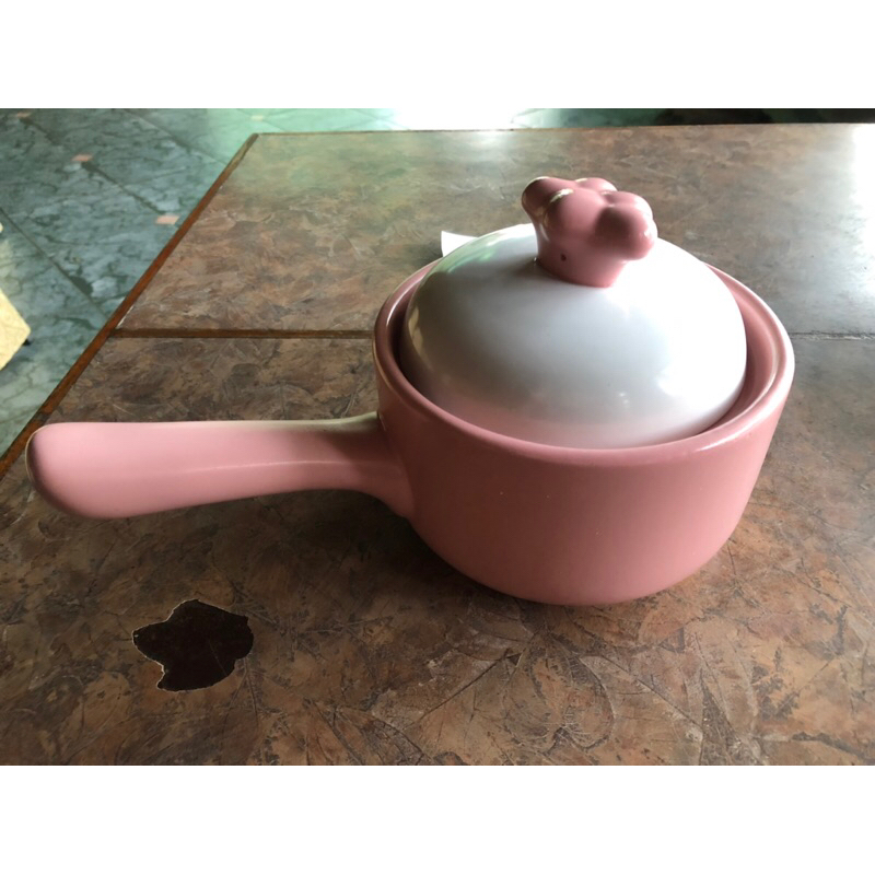 二手 韓式雲朵奶砂鍋 無塗層寶寶輔食鍋 陶瓷小奶鍋 熱牛奶鍋 嬰兒專用鍋 燃氣灶適用