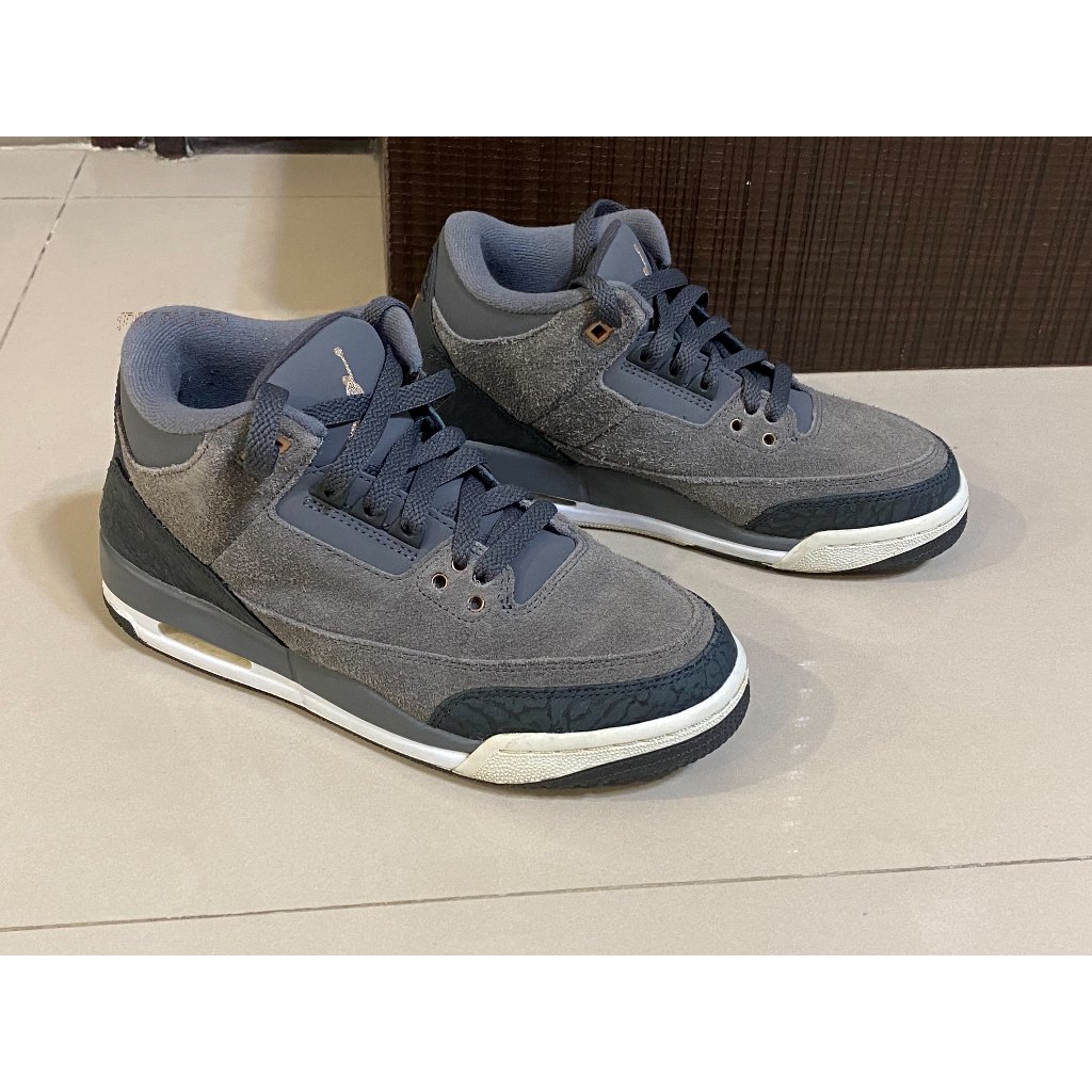 二手 JORDAN 3代 喬丹 童鞋 女鞋  US 5Y  23.5CM 麂皮 灰色 特別版