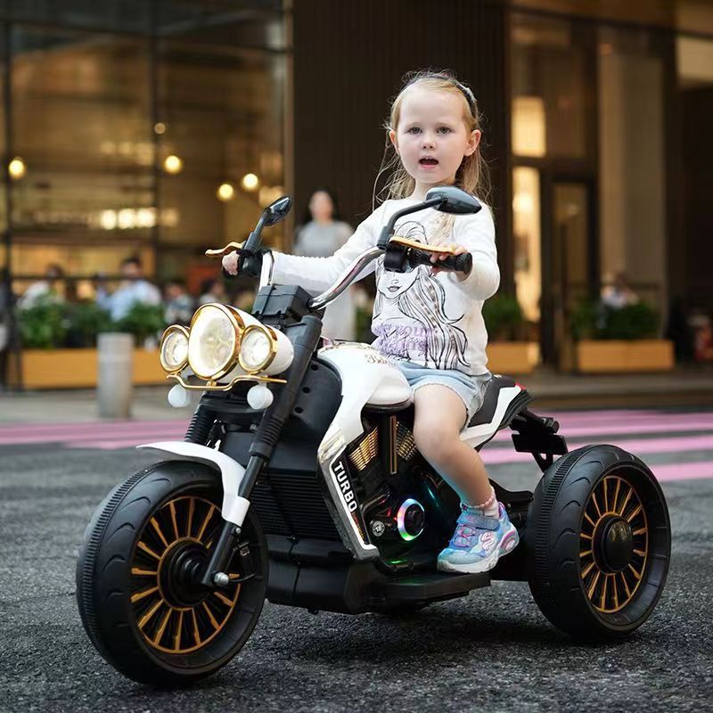 兒童摩托車 電動越野車 兒童遙控車 哈雷復古電動摩托車 兒童騎乘玩具 三輪車男女孩 寶寶玩具車 可坐人充電童車