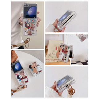 卡通柿子椒熊 Samsung 三星Z Flip3 4 5 摺疊手機殼 三星Galaxy zflip6 翻蓋保護殼 防摔殼