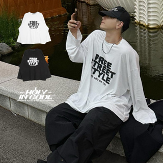 [HYC] 韓國 FREESTYLE 噴漆 渲染 字母 印花 寬大 街頭 長袖 T恤 情侶T HOLY IN CODE