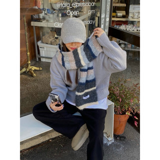 -UNCOVER-「部分現貨」🇰🇷Wool Scarf羊毛 混色 條紋 圍巾（4color)