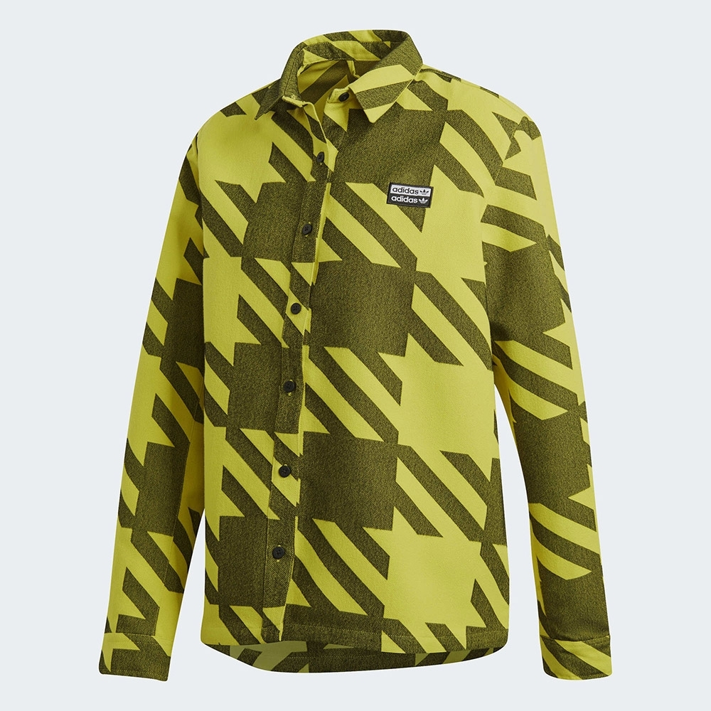 (全新吊卡未拆) 正版 adidas 格紋 長袖襯衫 風格 個性 亮黃色 GD3963