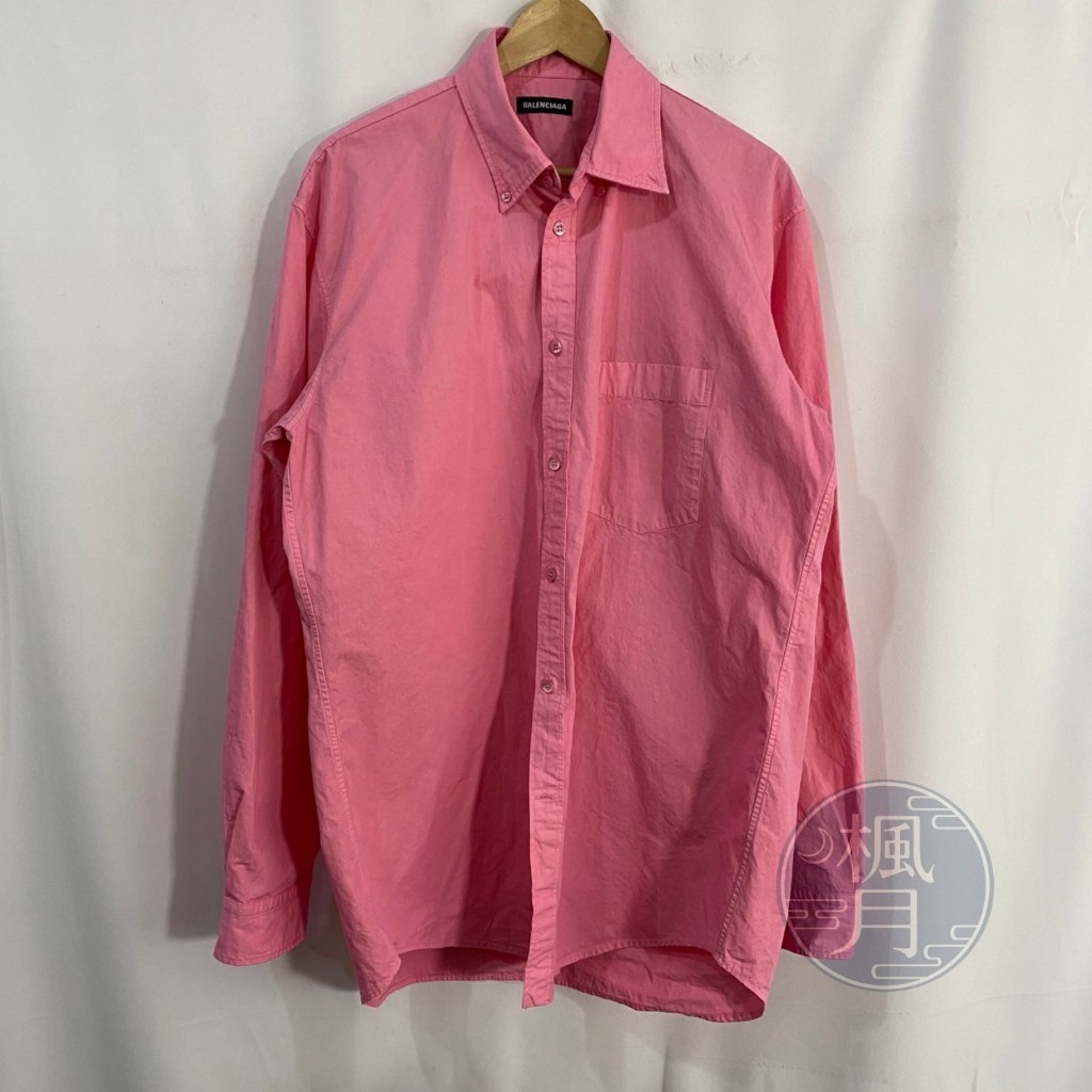 BRAND楓月 BALENCIAGA 巴黎世家 556878 粉色襯衫 #38 精品服飾 長版襯衫