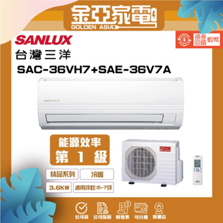SANLUX 台灣三洋 5-7坪 1級變頻冷暖冷氣SAE-36V7A/SAC-36VH7